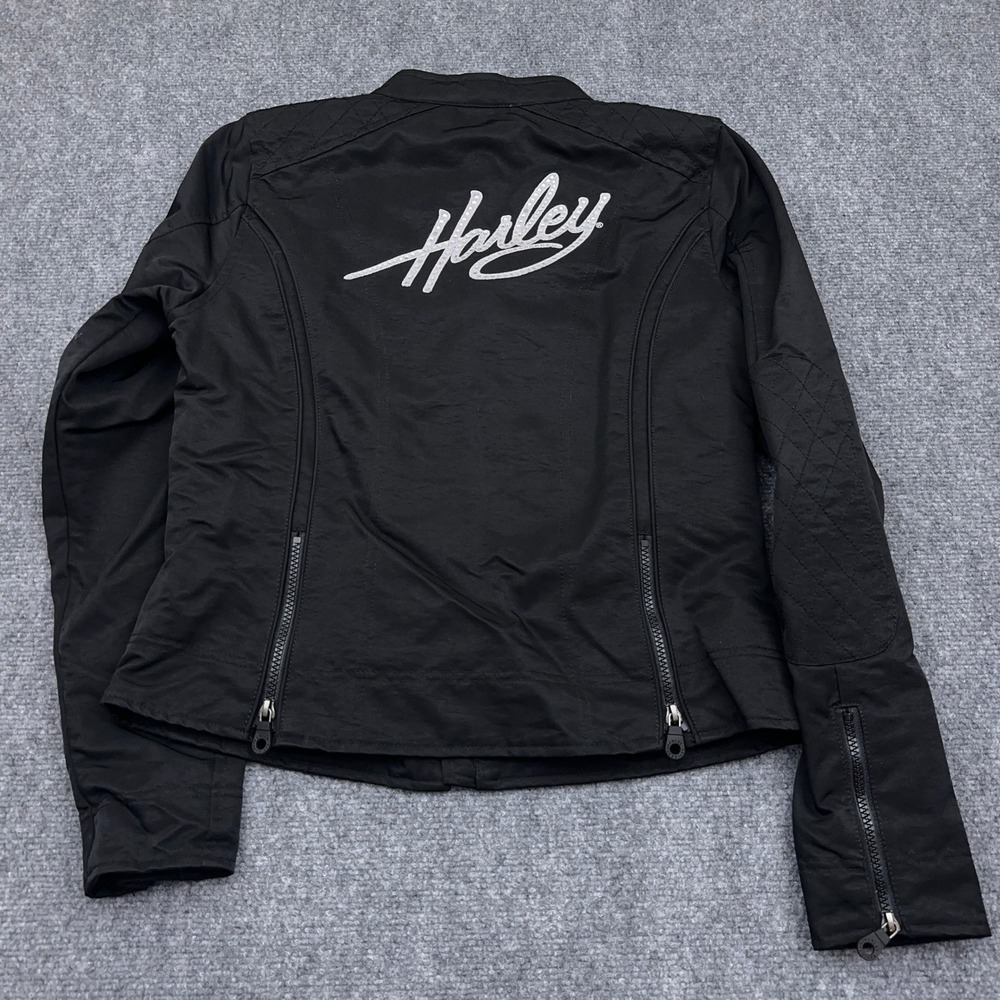Harley-Davidson Motorcycle Jacket Women's Medium Black Zip Rhinestone Jeweled